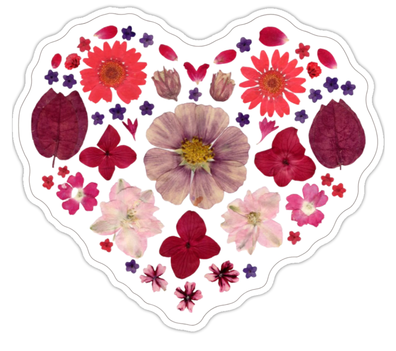 Red and Pink Heart Flower Sticker