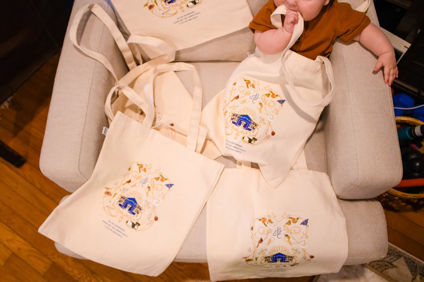 Blue House Curio Hemp Cotton Tote Bag