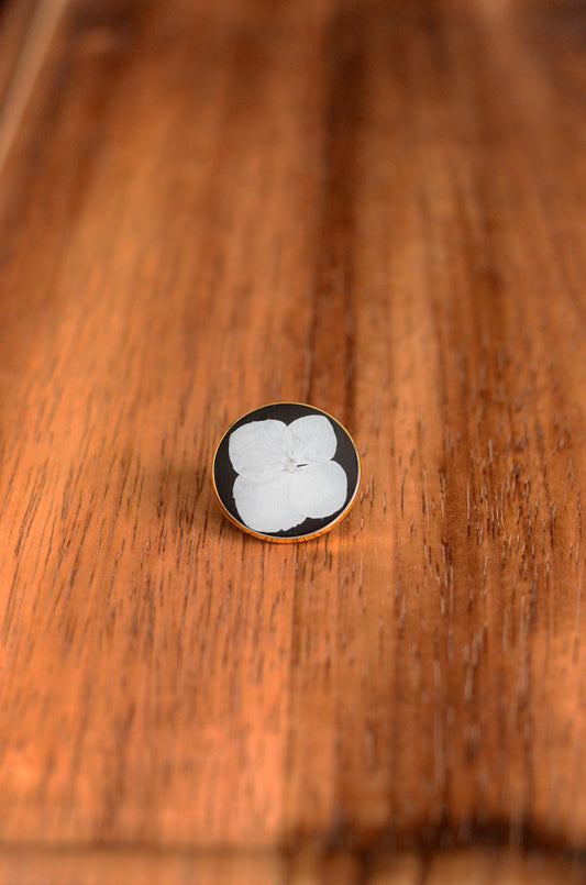White Hydrangea Flower Pin