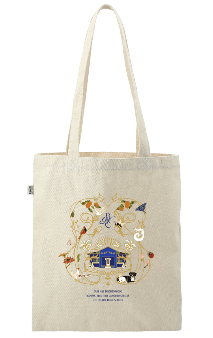 Blue House Curio Hemp Cotton Tote Bag